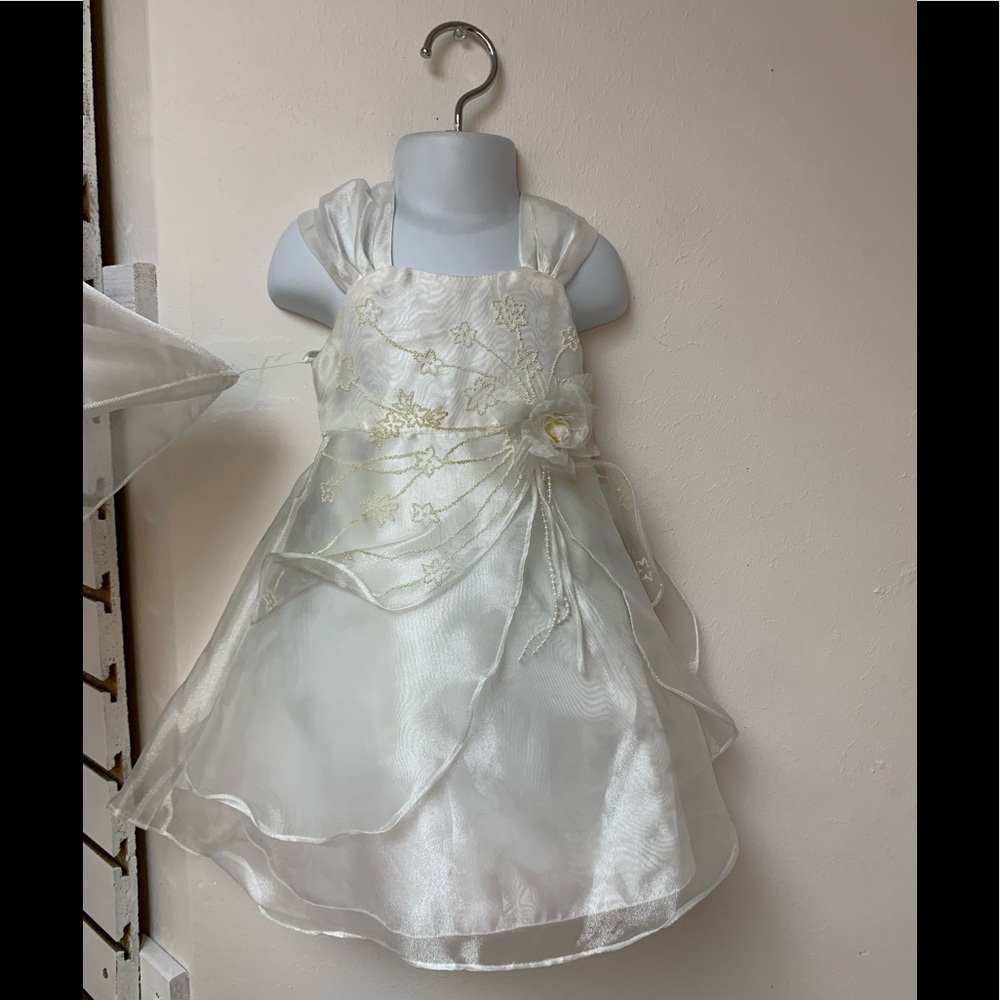 Size 18 Months Ivory Beaded Flower girl Birthday Party Dress & wrap Set NWT